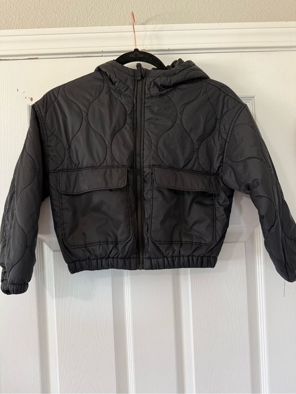 Girl’s Old Navy Quilted Hooded Jacket - Black (8)